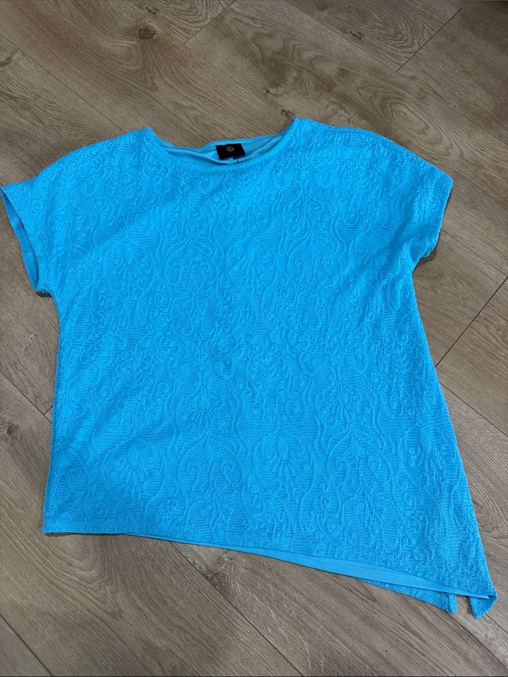 JM Collection Turquoise Textured Short-Sleeve Top